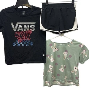 3 Girls Small 7/8 Vans Xersion Black Shorts Bunny Rabbit Top Tee Mixed Lot - Picture 1 of 4