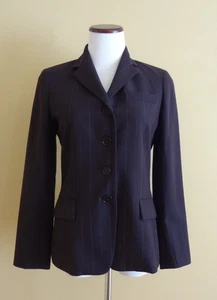 Blazer De Colección Lauren Ralph Lauren Marrón A Rayas Lana Un Pecho Talla 4P - Imagen 1 de 8