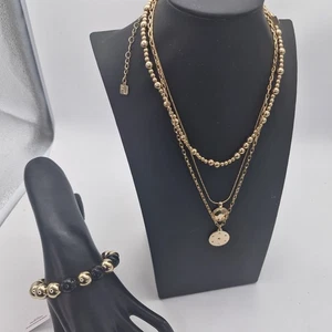 Pulsera Park Lane regaliz elástica + collar de oro en capas 10/22 brillante nueva en caja - Imagen 1 de 21