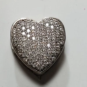 Sterling Heart Pendant with Crystals - Picture 1 of 7