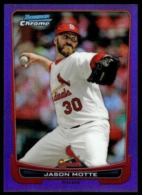 2012 Bowman Chrome Purple Refractors Jason Motte 008/199 St. Louis Cardinals #80 - Image 1 of 2