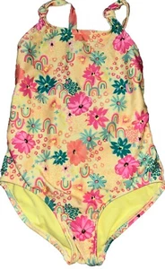 Cat & Jack Girls Swimsuit Sz M 8 Yellow Floral One-Piece Summer Swimwear Beach - Picture 1 of 5