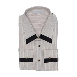 1400$ LUXURY GERLIN Shirt Ivory Striped 100% Silk Crèpe 16 - 41 2P BIJAN - Picture 1 of 3