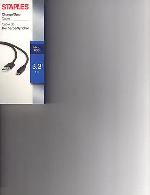 Staples Micro USB Cable - 1 Meter, Black - Image 1 of 2