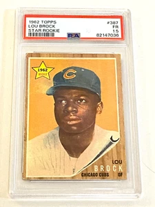 1962 Lou Brock Topps Rookie Baseballkarte #387 HOF bewertet PSA 1,5 - Bild 1 von 2