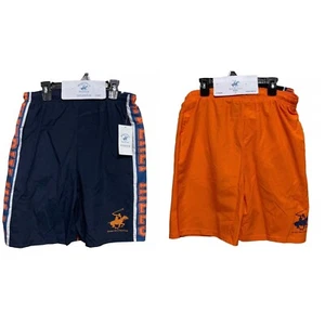 Beverly Hills 2-Pack Polo Club Boys Swim Board Shorts Sz Large 14-16 Blue Orange - Picture 1 of 8