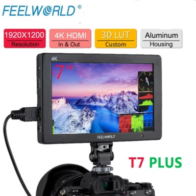 FEELWORLD T7 Plus 7inch 3D LUT On Camera Field DSLR Monitor 4K HDMI 1920x1200 - Image 1 of 4