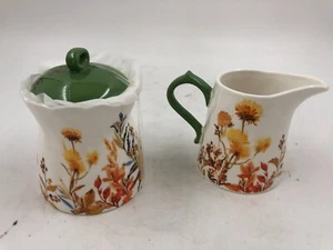 Potter's Studio Ceramic 4in Fall Floral Sugar & Cream Set AA01B08033 - Picture 1 of 8