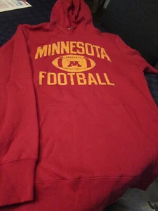 NEW MINNESOTA GOLDEN GOPHERS FOOTBALL MENS HOODED SWEATSHIRT RED LG - Picture 1 of 2
