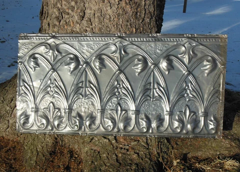 Antique Victorian Gothic Ceiling Tin Tile Acanthus Arches Chic Backsplash Cover
