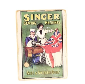 VTG SINGER Sewing Plaque British Union Jack Sailor Sign - Picture 1 of 6