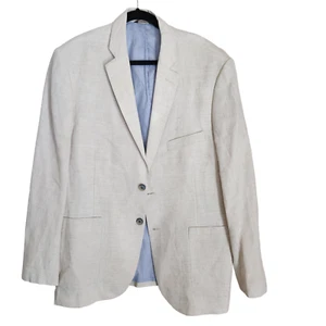 Tasso Elba Island Mens XL Beige 100% Linen 2-Button Blazer Suit Jacket *FLAW* - Picture 1 of 15