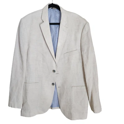 Tasso Elba Island Mens XL Beige 100% Linen 2-Button Blazer Suit Jacket *FLAW* - Image 1 of 4