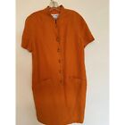 Maggy London Women's Size 12 Linen/Rayon Pumpkin Sheath Dress w Pineapple Button