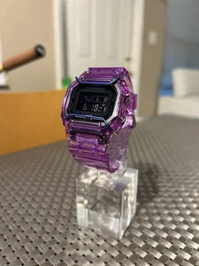Gshock DW5600 Mod Custom Skmei Watch Clear Purple & Travel Case - Picture 1 of 15