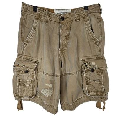 Pantalones Cortos Carga Abercrombie & Fitch Para Hombre De Colección Talla 32 Beige Envejecido Y2K Foto 1 de 4