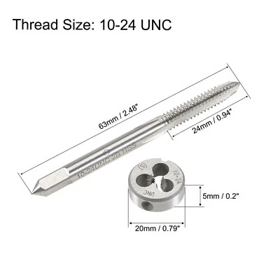 Tap & Die Set HSS 10-24 UNC CNC Flat Tap & 10-24 UNC Die Right Hand - Image 1 of 4