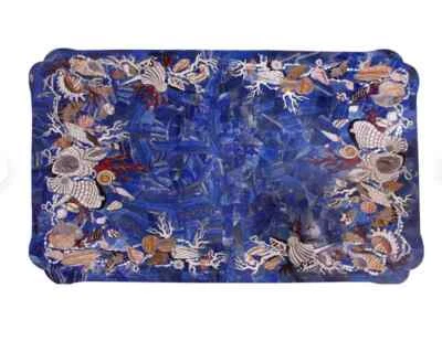 6'x3' antique design Marble Table Top Fancy Coffee Dining Inlay Blue lapis Decor - Image 1 of 4