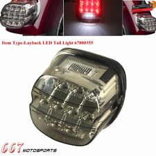 12V Smoke Taillight Layback LED Tail Brake License Plate Light For Harley Dyna 