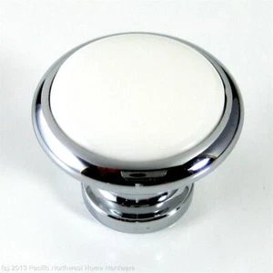 Berenson Polished Chrome & White Ceramic Cabinet Knob, Solid Brass 7332-326 - Picture 1 of 2