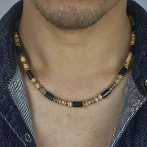 Tribal Coconut Beads Necklace Men Ethnic Bohemia Puka Shell Surfer Necklace - Picture 1 of 63