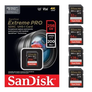 Tarjeta de memoria SanDisk Extreme PRO SD 32 GB 64 GB 128 GB 256 GB 4K Professional - Imagen 1 de 5