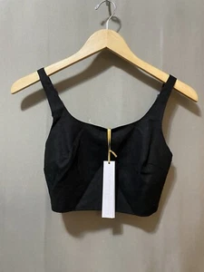 NWT House of Harlow Women Adjustable Strap Smocked Linen Crop Top Size XS Black - Picture 1 of 10