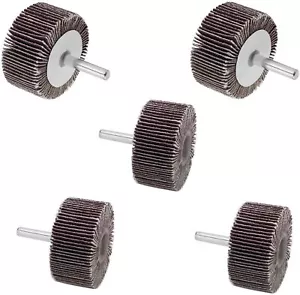 5PCS 2x1x1/4" Flap Wheel Sander for Drill Flapper Sanding Grinding 40 60 80 Grit - Picture 1 of 10