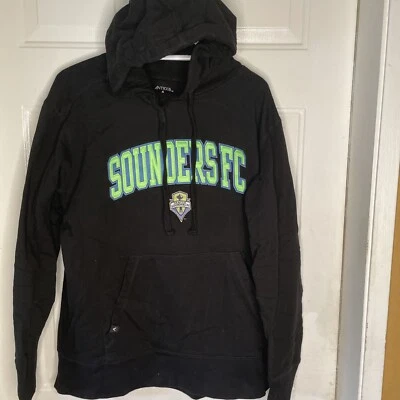 Seattle Sounders FC Nice Cttn Poly Embr Sz XL Hoodie Coat -Black  Neon Antigua - Image 1 of 4