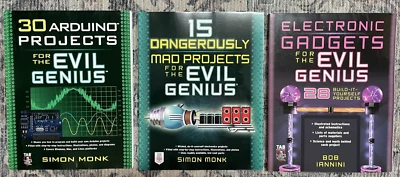 Lot 3 Evil Genius Projects Arduino Dangerously Mad Electronic Gadgets Books - Image 1 of 2