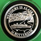1984 Westours Alaska Rotterdam Silver Anniversary Coin 1 Troy Oz .999 Fine Round