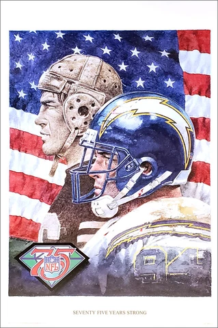 SAN DIEGO CHARGERS NFL 75th Anniversary Art 24x36 POSTER (1994) by Merv Corning Cover