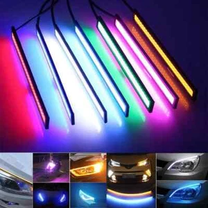 1-10 PCS 12V LED Strip DRL Daytime Running Lights Fog COB Car Lamp Waterproof - Foto 1 di 16