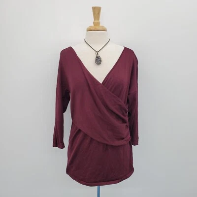 Lord & Taylor 女式紫色裹身衬衫上衣 XL 码 V 领 3/4 袖休闲 — 第 1/4 张图片