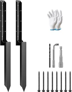VIVOSUN 2/4/6/8 Pack Wood Fence Post Repair Kits "H" Design Ground Spike 2x4.7" - Picture 1 of 44