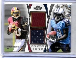 CAMISETA DE NOVATO ROBERT GRIFFIN III & KENDELL WRIGHT 2012 TOPPS PRIME DOBLE 2C USADA # - Imagen 1 de 1