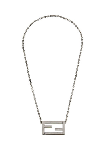 Collana Fendi FF collana monogramma tono argento. Include scatola Fendi