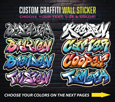 Custom Personalized Vinyl Graffiti Name Decal Sticker | Car Window Tumbler Wall - Image 1 of 4
