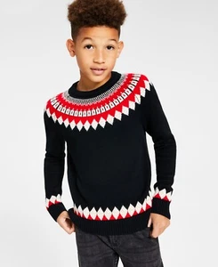 Charter Club Big Boys Fair Isle Mock Neck Holiday Sweater, Sz Sm - Picture 1 of 4