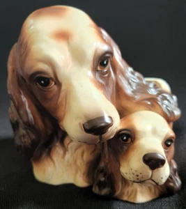 Vintage Napco Ware Dog Planter Figurine Springer Spaniel Mother & Puppy #8953 - Picture 1 of 12