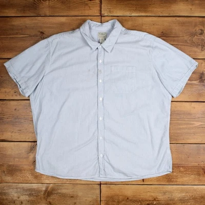 Vintage L.L.Bean Casual Shirt Button 3XL Mens Short Sleeve Blue Striped - Image 1 of 4