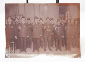 Vintage Police Officer Department Photo • Sepia Billy Clubs Big Moustache 1900s - Picture 1 of 12