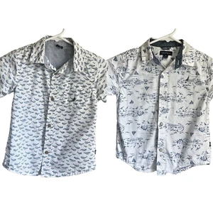 Little Boys Nautica Shirts Lot of 2 Button Up Beach Whales 4T Blue White - Picture 1 of 15