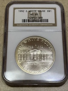 1992 D WHITE HOUSE S$1 • NGC MS69 • White House • Silver One Dollar • Denver - Picture 1 of 4