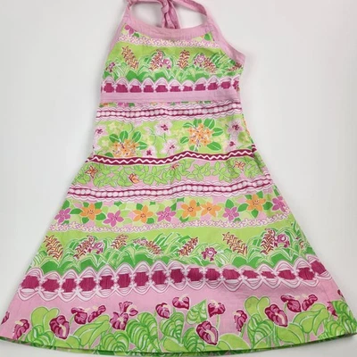 Lilly Pulitzer Girls Halter Dress Size 12 Floral Tropical - Image 1 of 4