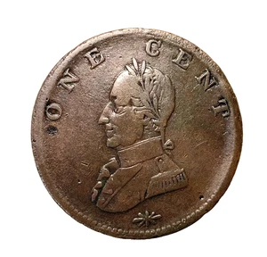 Undated ND circa 1820 George Washington Double Head 1 Cent Token Coin - Picture 1 of 2