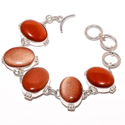 Теннисный браслет с серебряным покрытием из золотого солнечного камня 7-7,99 дюйма TB75110 - Изображение 1 из 3