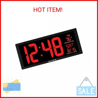 Reloj de Pared Acurite 14.5" Grande Digital LED Gran Tamaño con Fecha y Temperatura,  Foto 1 de 2