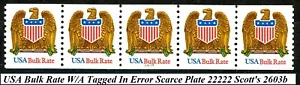 Eagle & Shield W/A USA Bulk Rate Tagged in Error PNC5 PL 22222 Scott's 2603b - Picture 1 of 2