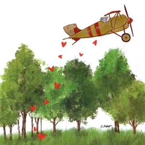 Papierhandtücher Maus im Flugzeug sendet Herzen. Servietten Maus Flugzeug - Bild 1 von 1